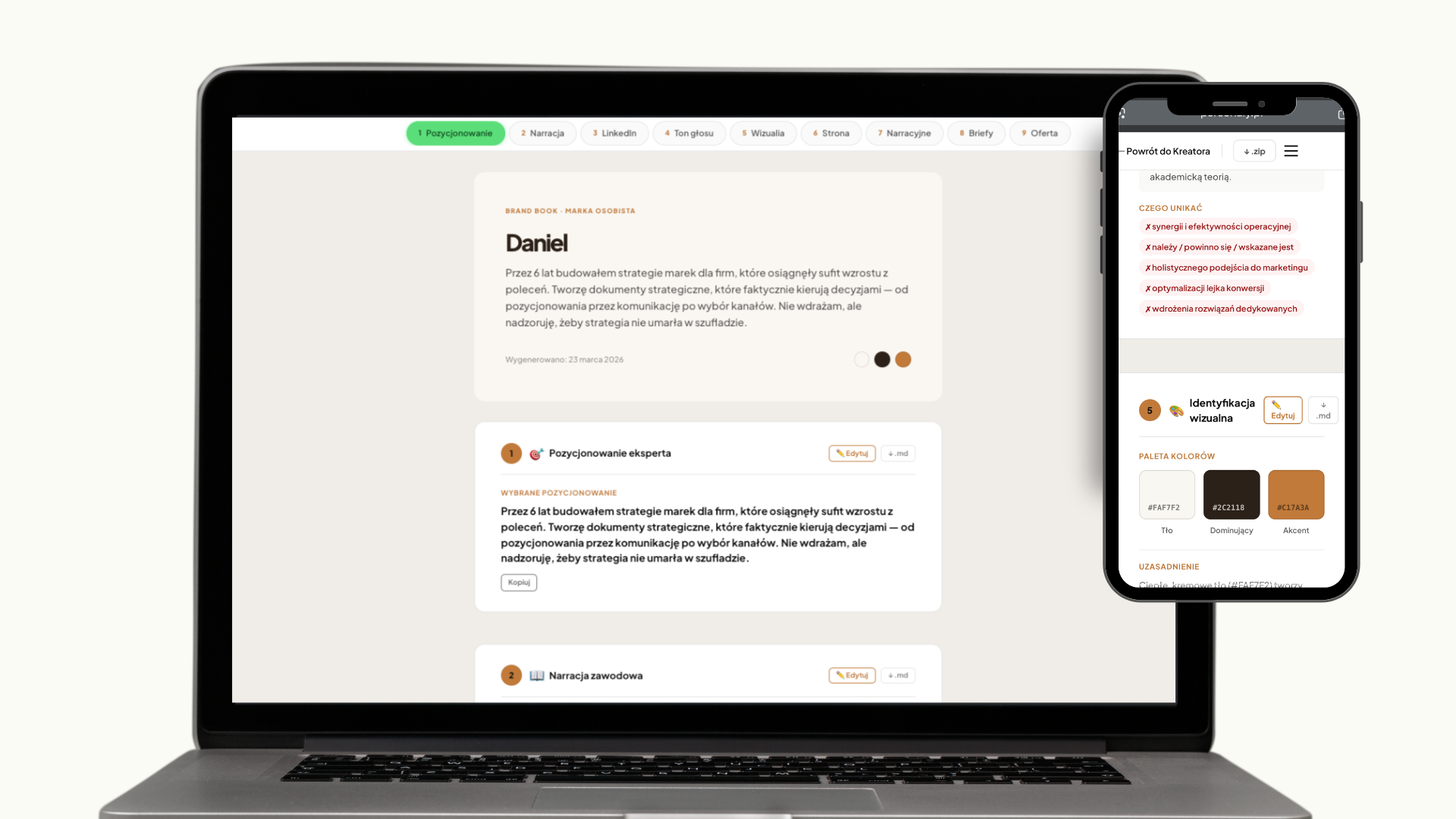 Brand Book — widok w Personaly